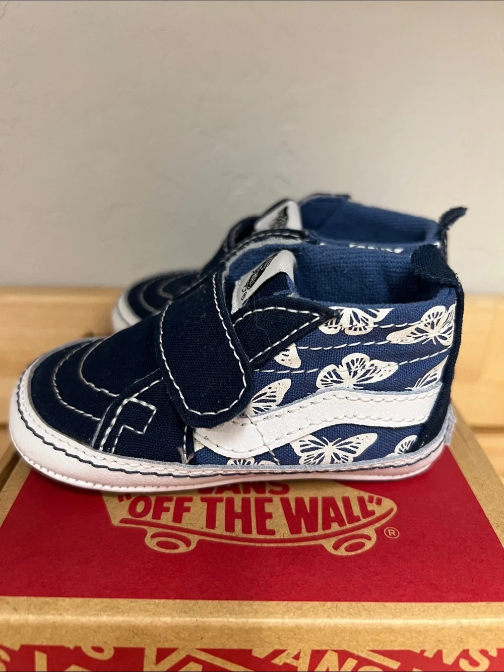 Vans Navy & White Butterfly Slip-On High-Top Baby Shoes